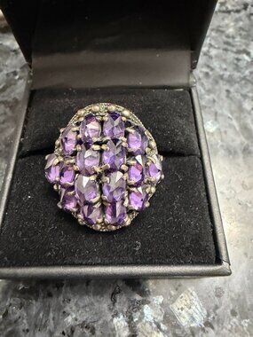 Custom Made  Amethyst Silver Ring Size 7